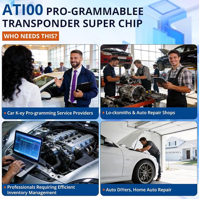 Autel AT100 Multi-Application Transponder Super Chip Used with XP200, XP400, XP400PRO for Vehicles for ID11/12/13/46/47/48/49/4A/4C/5C/4D/64/8A/8C (Pack of 10)