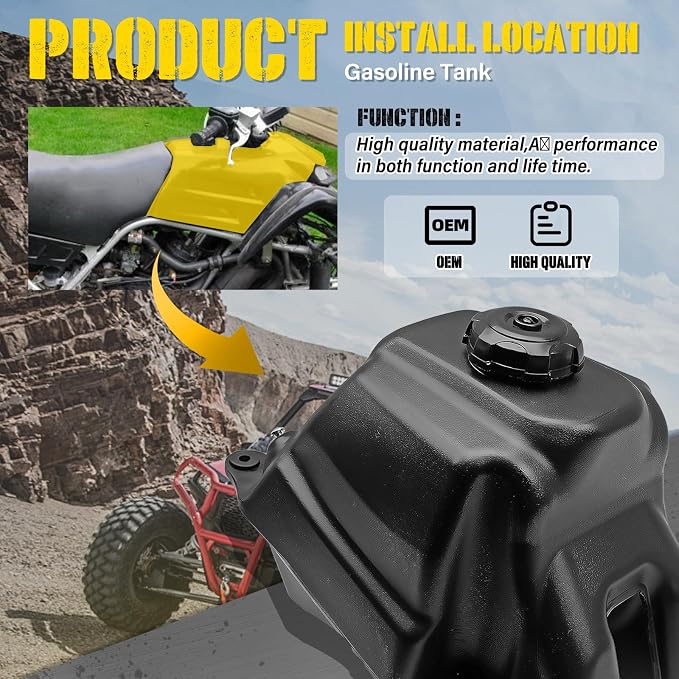 ATV Fuel Gas Tank Fit for 1988-2006 Yamaha Banshee 350 YFZ350 with Fuel Cap and Fuel Petcock Valve Switch Replaces# 2GU241100000, 2GU-24110-00-00