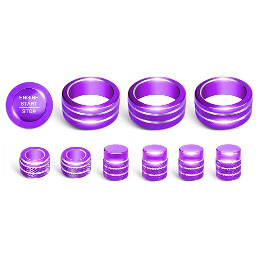 Knob Covers for Honda Civic Accessories 2026 2025 2022-2024 for CRV 2026 2025 2024 2023 for Acura Integra 2025 2024 2023 AC Knob, Air Vent, Audio Control, Push Start Button Cover Ring 11Pcs (Purple)
