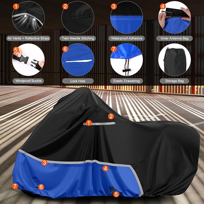 Waterproof Motorcycle Cover Replace for Harley Davidson Touring Limited with Trunk Models, 420D Oxford Cloth Road Glide Limited, Ultra Motorcycle Cover for Snow Rain Dust Protection