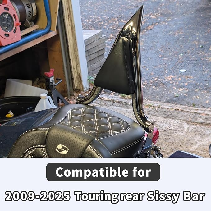 Detachable Sissy Bar Passenger Backrest 22" Inch Rear Pad for 2009-2024 Harley Touring Road King Ultra CVO Limited Street Glide Road Glide Electra Glide，Black