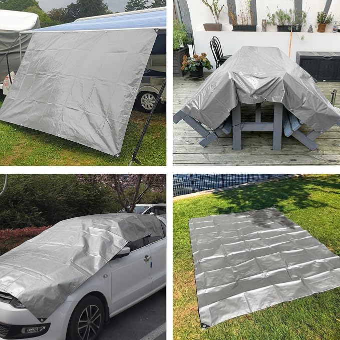 Tarps Heavy Duty Waterproof, 12 Mil Silver Waterproof Tarps for Outdoors with Grommets Reinforced Edges, UV Resistant, Tear&Fade Resistant, Large Cover for Rain Pool Roof, 12 * 12 FT