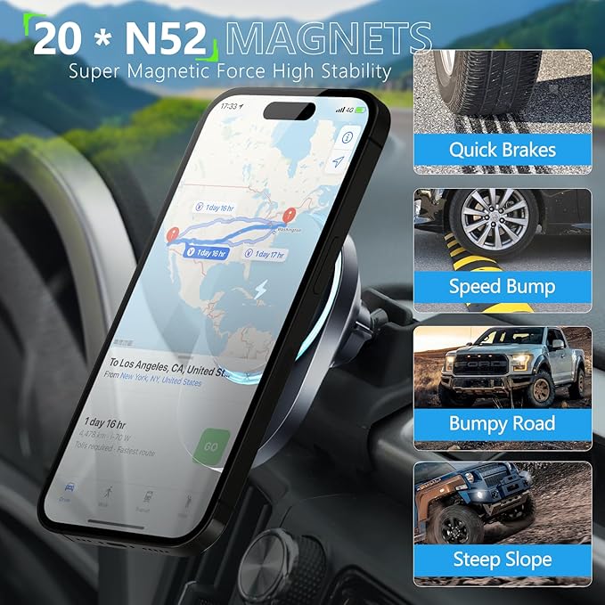 CLEC for Toyota RAV4 2013-2018 Magnetic Wireless Charger Car Phone Holder Mount Custom Fit for Toyota RAV4 2013-2018 15W Fast Charging Car Phone Holder Wireless Charger