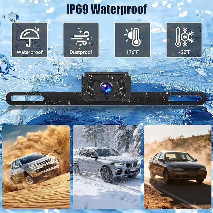Wireless Backup Camera, 4.3" Easy Setup Plug-Play, AHD Screen Reverse Rear Camera, IP69 Waterproof, Clear Night Vision, Infrared, Long Range with Monitor System for Car Truck SUV