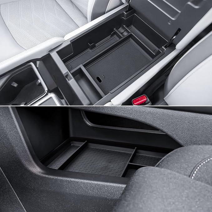 TACORBO Center Console Hidden Storage Box and Center & Lower Console Organizer Combo for Nissan Pathfinder 2022-2026 – Upper Armrest ABS & Lower TPE Storage Inserts