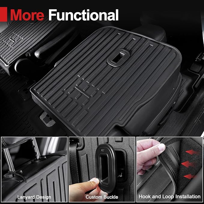 Second Row Backrest Mats for 2020-2025 Kia Telluride Accessories 7 Seater, All Weather TPE Back Seat Protector Replacement for Kia Telluride