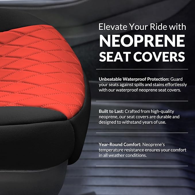 FH Group Custom Fit Car Seat Covers Specifically Made for Toyota Sienna 2021-2024, Red Ultraflex Neoprene Front Set Automotive Seat Covers, 7-8 Seater SUV Seat Covers, Toyota Accessories