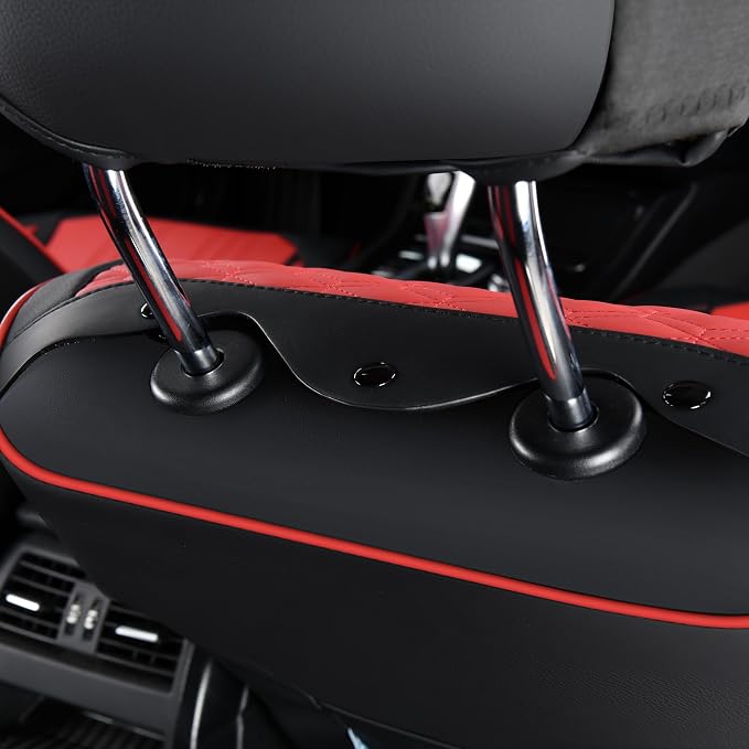 FLORICH Leather Front Seat Covers Red Car Seat Cover Breathable Waterproof Seat Cover for Cars Automotive Seat Covers 2 Front Seats Protector Universal Fit for Most Car Truck SUV, Black&Red