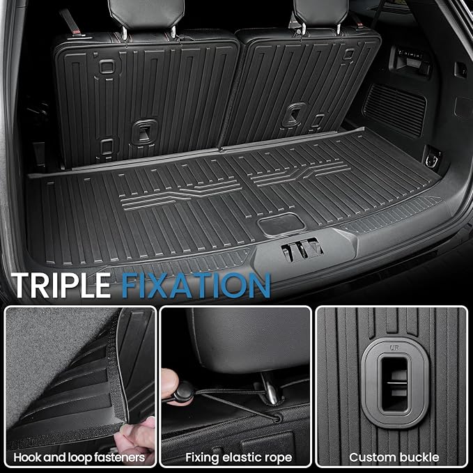 Cargo Mat with Backrest Mat for 2020-2025 2026 Ford Explorer Car Mat Accessories, All Weather TPE Cargo Liner Trunk Mat Active/ST Line/ST/Platinum(Cargo Mat with Backrest Mat)