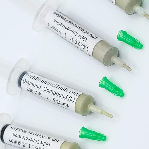 TechDiamondTools Diamond Polishing Compound Kit of 5 Lapping Paste USA Made 400 500 600 800 1050 Grit Lapping Compound for Rock Glass Metal Jewelry Resin Marble with 10% of Diamond Powder