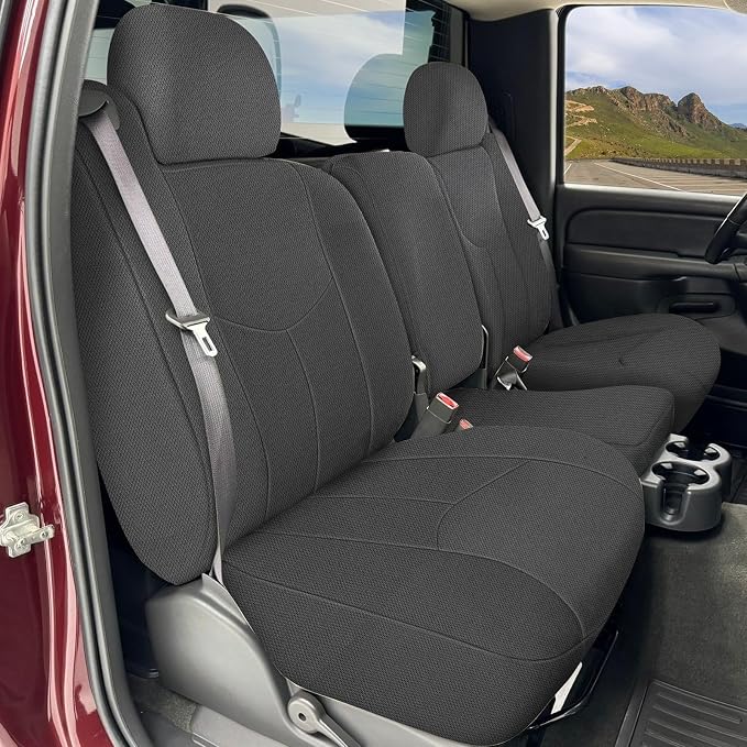SAPUBK Front Seat Covers Replace for 1999-2006 Chevy Silverado 1500 and GMC Sierra 1500, Knitted Fabric Composite Soft Foam Lining Airmesh Breathable Seat Cover