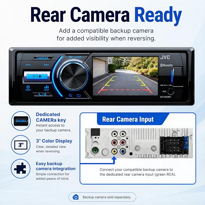 JVC - KD-X560BT - Digital Media Car & Marine Bluetooth Receiver iPhone/Android/USB/AUX Car Stereo with Rear Camera Input