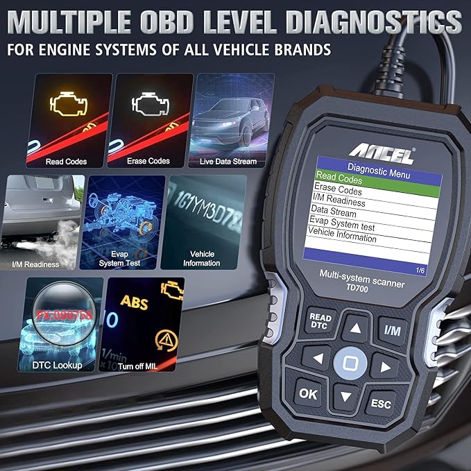 ANCEL TD700 All System OBD2 Scanner Fits for Toyota Lexus Scion with ANCEL Protective Case