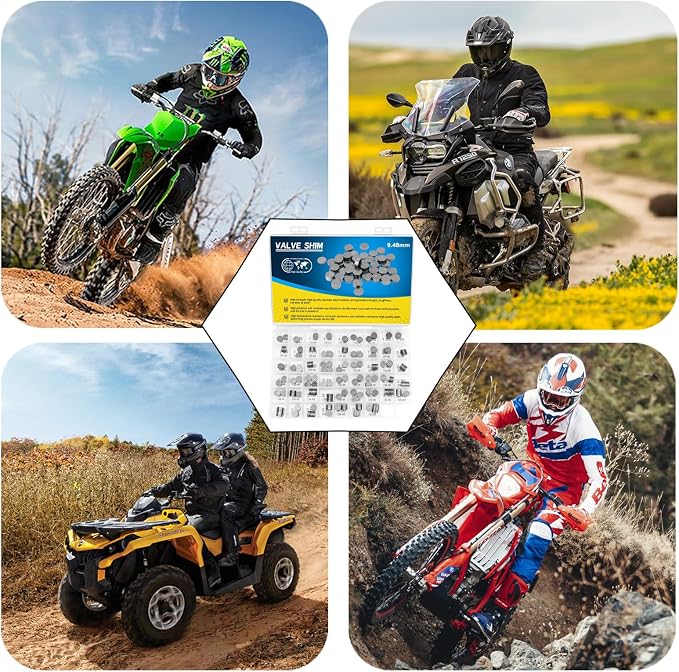 9.48mm Valve Shim Kit for Suzuki LTZ400 QuadSport Z LT-R450 LT-R450Z QuadRacer,for Honda CRF450R CRF250R,for Yamaha YZ250F YZ450F YFZ450R YZ450F WR250F Arctic Cat DVX 400 ATV(208pcs)