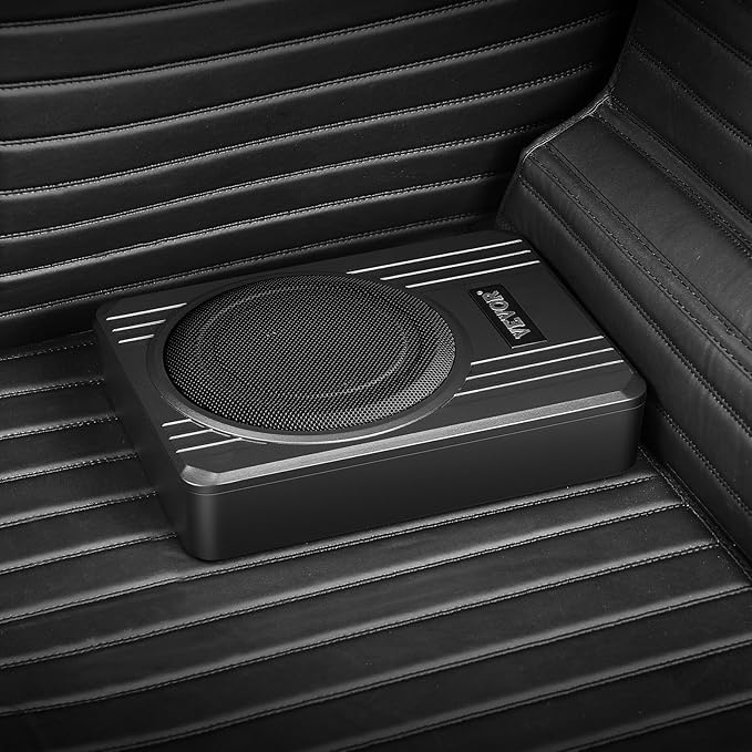 VEVOR 8" 400W Underseat Car Subwoofer, Slim Powered Car Subwoofers Under The Seat, Low Profile Audio Sub Built-in Amplifier, High/Low Level Input & Volume Controller for SUVs, Car, Truck, RV