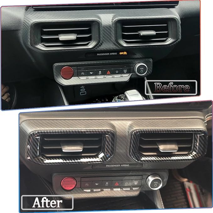 MUXEE A/C Vent Trim Panel Cover, for Ford Mustang 2024 2025 2026 - ABS Carbon Fiber Dashboard AC Air Vent Outlet Grain Sport Interior Trim Accessories（A-Shape）
