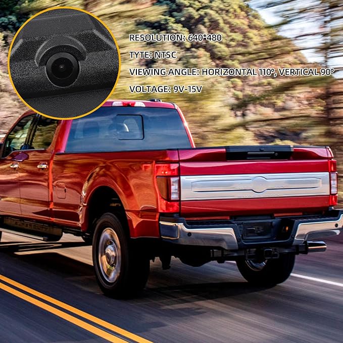 Dasbecan Tailgate Handle with Rear View Backup Camera Compatible with 2017-2022 Ford F250 F350 F450 Super Duty Trunk Hatch Handle Camera Without Release Button HC3Z-9943400-NA HC3Z-9943400-NB
