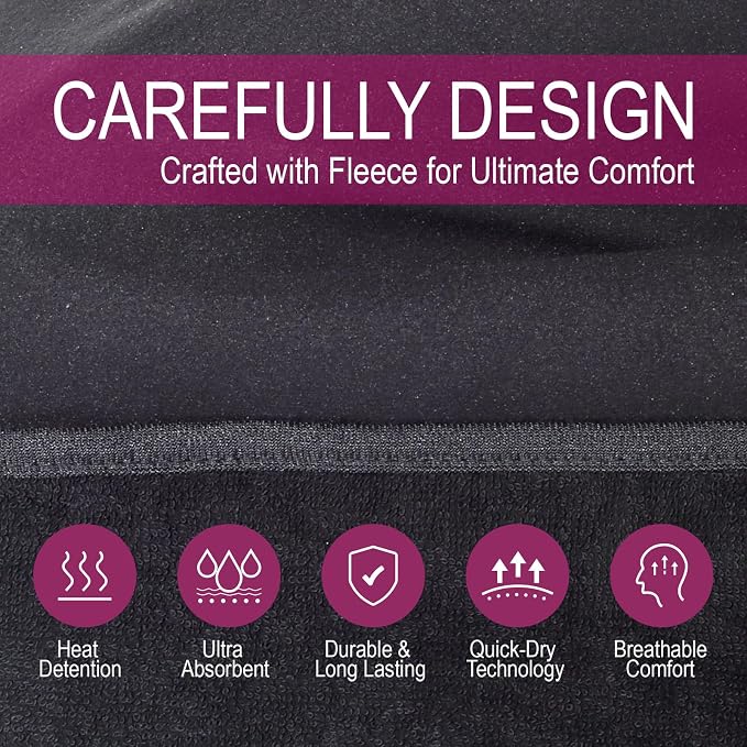 Car Seat Towel Covers Front Seats Protector for Gym and Workout, Automotive Washable Driver Cars Seat Sweat Cover for Dog, Compatible with Tesla Model Y Juniper/3/X/S (Fleece Black, 1Pcs)