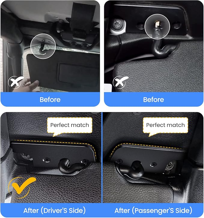 Eamplest 4PCS Center Console Organizer Bundle with Jeep Wrangler Visor Repair Kit Compatible with 2018-2022 2023 Jeep Wrangler JL JLU and Gladiator JT Accessories