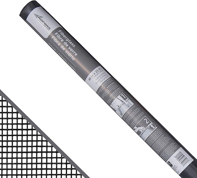 ADFORS Standard Screen, 48 Inches x 25 Feet Roll -Replacement Screen for Windows and Doors - Charcoal
