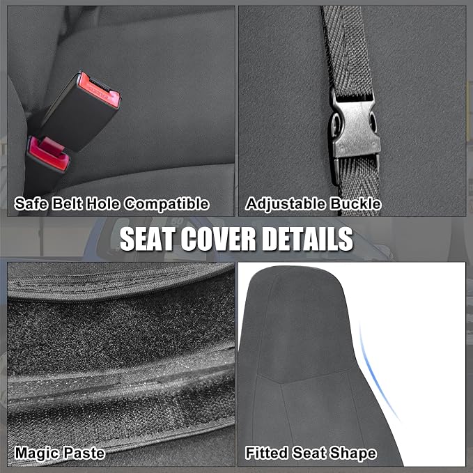SAPUBK Custom-fit Front Seat Cover Replace for 1993-1998 Ford F150 F250 F350 F450 F550 Regular, XCab and Crew Cabs High Back 40/20/40 Split Seat with Molded Headrests and Opening Center Console