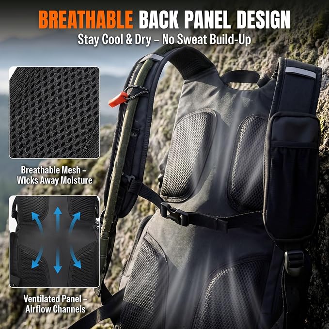 Pankay 25L Hydration Backpack Hiking, Hiking Backpack with Water Bladder, Detachable Phone Pouch & Helmet Holder, Lightweight Water Backpack for Men Women Hiking Biking Running Camping Travel