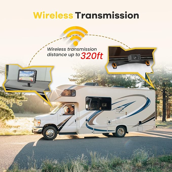 Hikity Wireless Backup Camera Monitor Kit, 4.3 Inch Rear View Camera IP68 Waterproof Night Vision, HD 1080P Display Screen for Car/Truck/Pickup/SUV/Van/RV