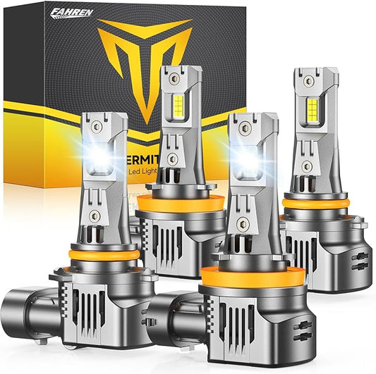 FAHREN 9005 H11 Led Bulbs Combo 𝟭𝟴𝟬𝟬𝟬𝟬𝗟𝗠 𝟮𝟬𝟬𝟬%, HB3/H8/H9 Super Brighter Lighting HID Bulb,2026 Updated Fog Light Bulbs, 1:1 Mini Size, 6500K Cool White, Quick Install.