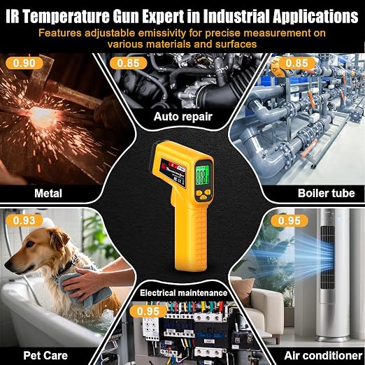 FKM Infrared Thermometer Gun High Precision 13-Point Laser Non-Contact Laser Temperature Gun,-58°F~1112°F,Digital IR Temp Gun for Cooking,Griddle,Oven,Food,HVAC,Automotive,Industrial Tool-2026 Upgrade