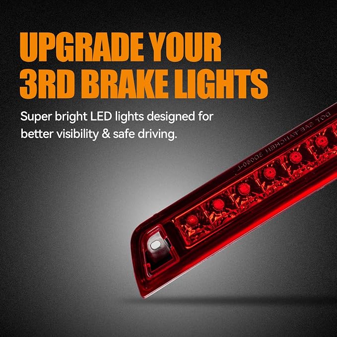Third 3rd Brake Light LED for 2006-2014 Honda Ridgeline, High Mount Rear Brake Lights Assembly for 06-14 Ridgeline, Waterproof Center Cab Lamp Stop Light (RED)