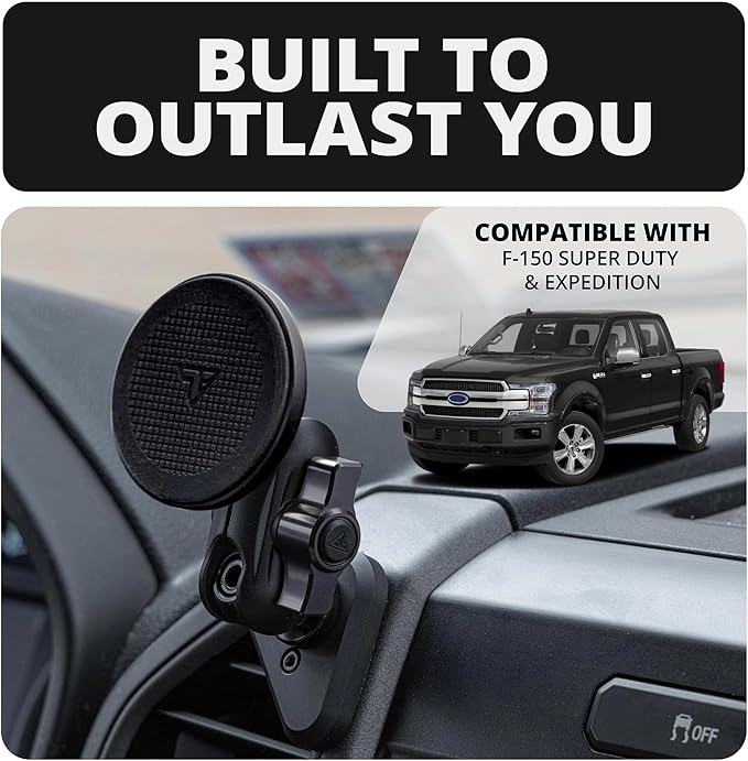 Tackform Link Vent Phone Mount Compatible with 2015-2020 Ford F-150, 2017-2021 Super Duty, 2018-2021 Expedition | Aluminum | Compatible with MagSafe | Universal Magnetic Holder | 2" Arm | Yellow Knob