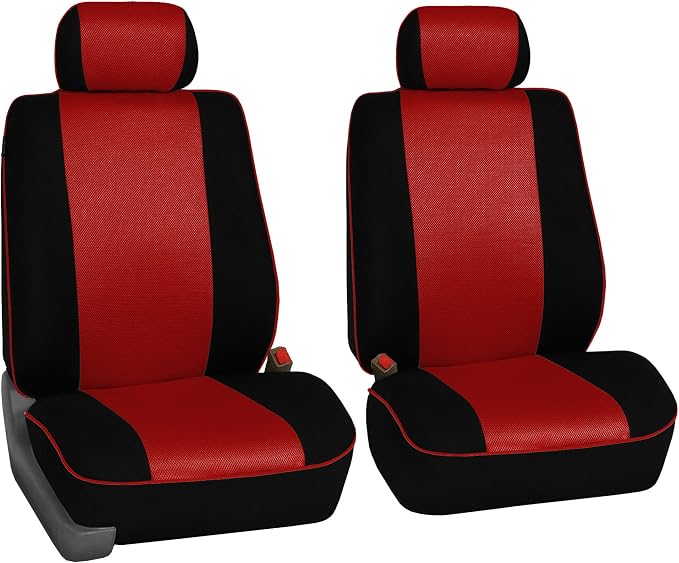 FH Group Universal Fit Front Set Red Car Seat Covers – Airbag Compatible, Washable Seat Covers for SUV, Sedan, and Van