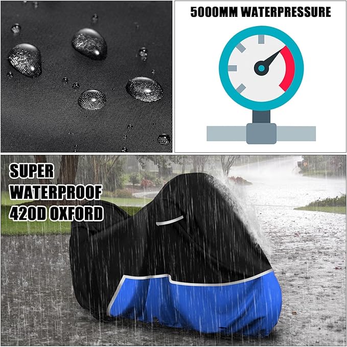 Waterproof Motorcycle Cover Compatible with BMW R1200gs/R1250gs/ F750gs/F850gs Adventure with Trunk Model, 420D Oxford Cloth Motorcycle Cover for Snow Rain Dust Protection
