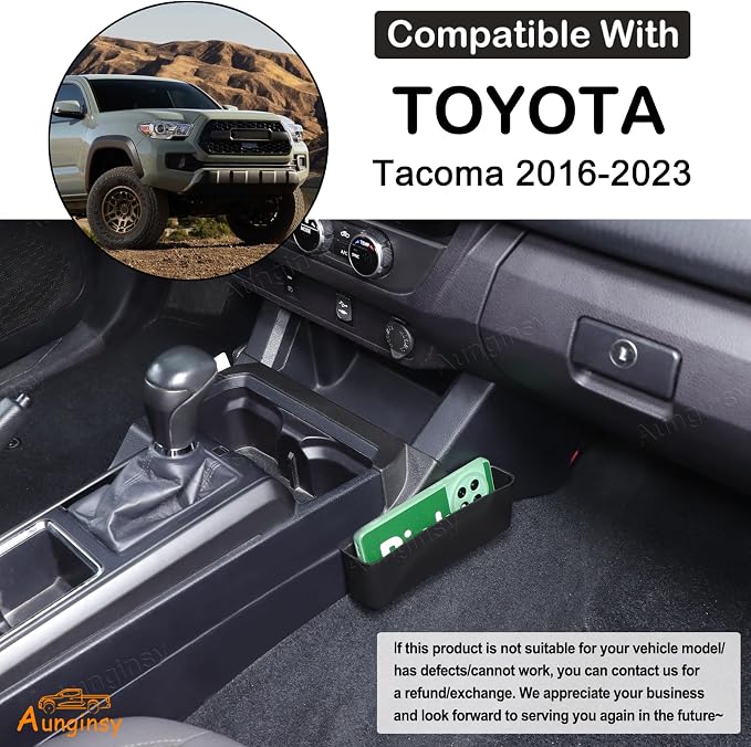 Aunginsy Center Console Gear Shift Storage Box Basket Compatible with Toyota Tacoma 3rd Gen 2016-2023 Gear Shift Side Organizer Tray Armrest Storage Box ABS Accessories, Not Fit Manual Transmission