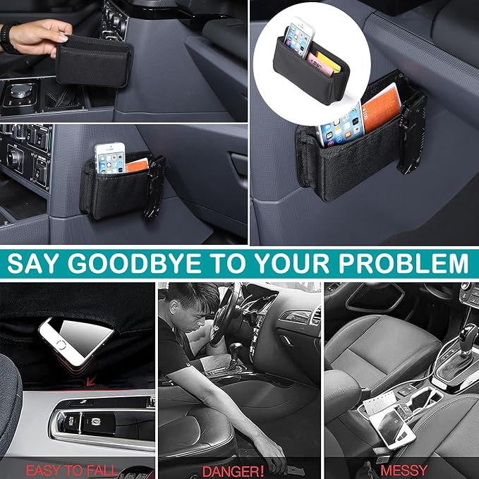 Car Seat Side Pocket Organizer Compatible with Ineos Grenadier 2020-2026 Oxford cloth material Left Side Organizer Cell Phone Pouch Sunglasses Holder Storage Tray Accessories (Black)