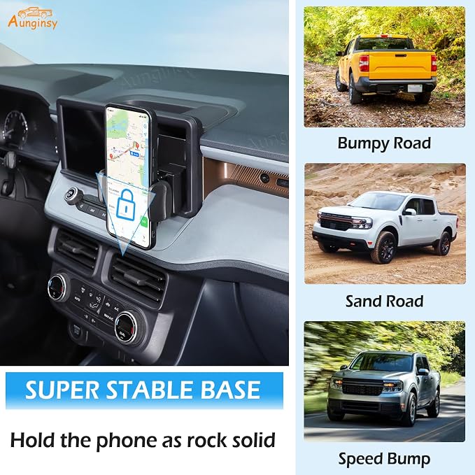 Aunginsy Dashboard Hidden Screen Drawer Organizer with Phone Holder Compatible with Ford Maverick 2022 2023 2024 Car Multimedia Display Right Side Panel Storage Box Truck Dash Cubby Insert Accessories