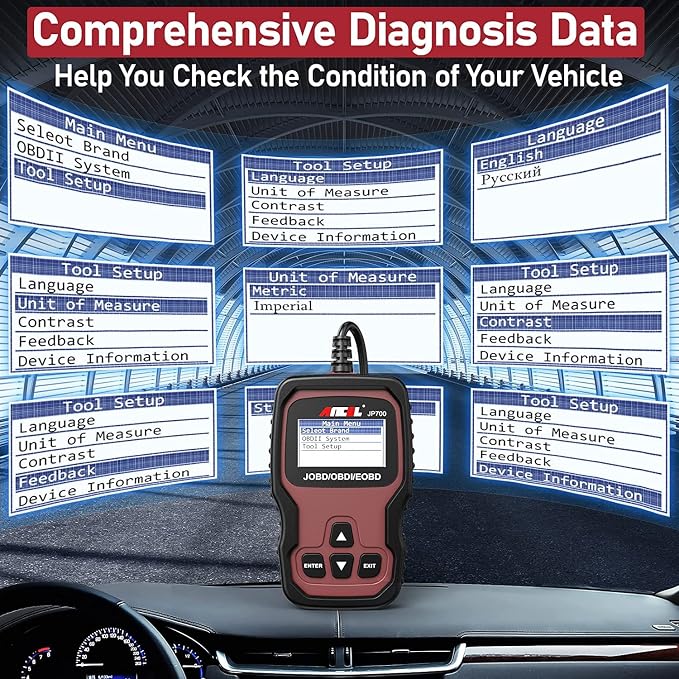 ANCEL JP700 JOBD OBD2 Japanese Car Scanner, JDM Automotive Code Reader Check Engine Light OBDII Diagnostic Scan Tool Fits for Toyota Nissan Honda Mazda Subaru Vehicle Diagnosis