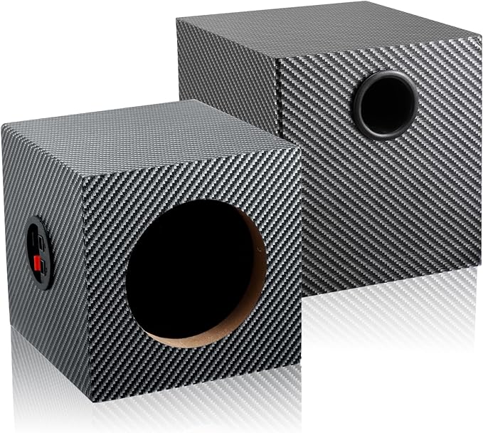 6.5in Speaker Enclosures, Premium Wooden Car Box Speaker Cabinets w/Sound-Absorbing Cotton & Speaker Spikes Pads Mat, American Car Audio Enclosures for Great Sound Quality for Home, Vehicle