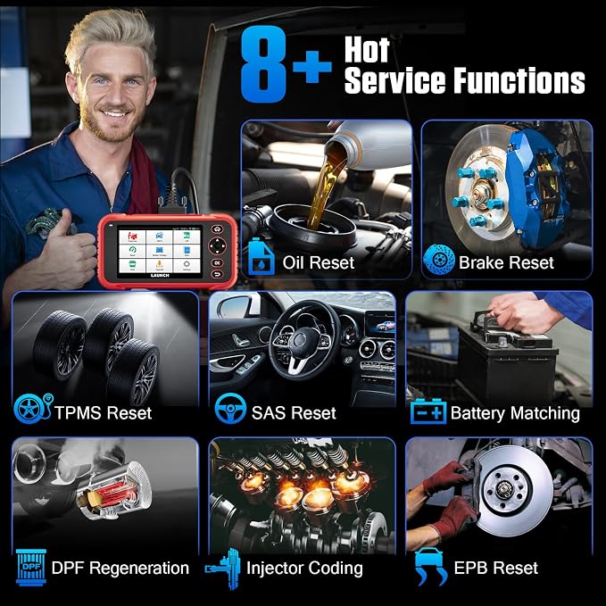 LAUNCH CRP129I OBD2 Scanner, 2026 FCA AutoAuth, Next-Gen, 8 Resets Oil/EPB/SAS/TPMS/BMS/Throttle/DPF Reset/Injector Coding, ABS SRS Transmission Engine Code Reader, Lifetime Free Update