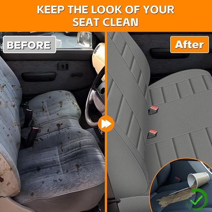 Truck Seat Cover Compatible with 1995-2004 Toyota Tacoma Front Bench Seat with Molded Headrest and Small Notched Cushion, Knitted Fabric