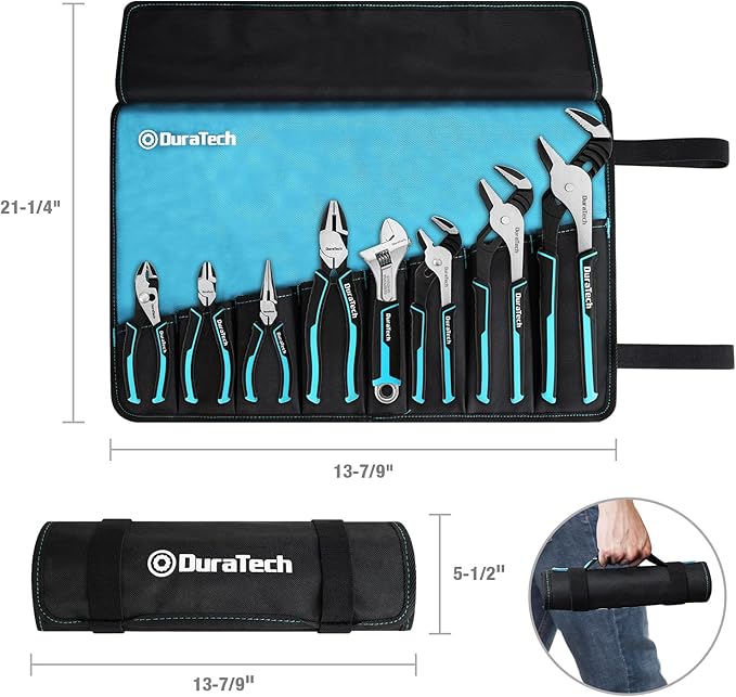 DURATECH 6-1/2Inch Long Nose Locking Pliers & DURATECH 8-Piece Pliers Set