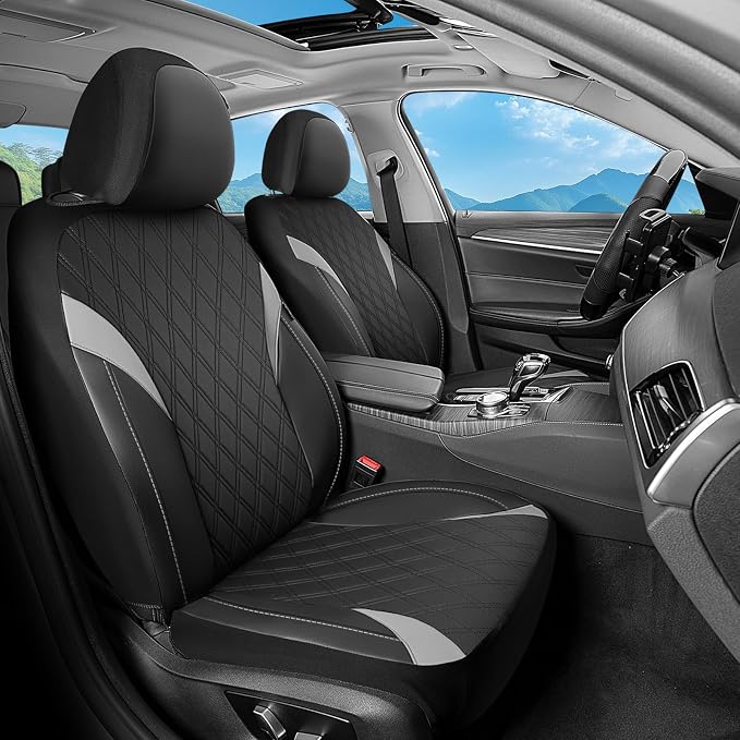 FLORICH Car Seat Covers Front Seat, Leather Seat Covers for Cars, Car Seat Protector Waterproof, Universal Automotive Seat Covers, Front Car Seat Cover Fit for Most Sedans SUV Pick-up Truck