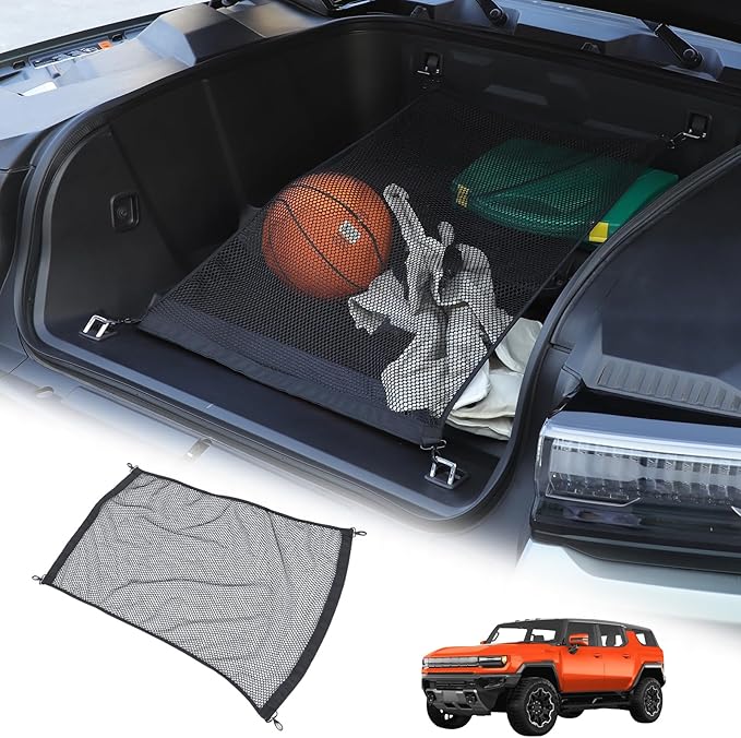 Front Trunk Cargo Net for Hummer EV 2022-2026 SUV/SUT Envelope Style Mesh Trunk Net Organizer and Storage Stretchable Adjustable Elastic Nylon Front Cargo Netting with Hooks (Envelope Style A)