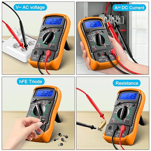 Multimeter with Clamp Meter,4000 Counts Amp Voltmeter & 2000 Counts Multi Tester,AC DC Voltage,Current,Resistance,Capacitance,NCV,Diode, Backlight LCD for Household Outlet Automotive Battery Test
