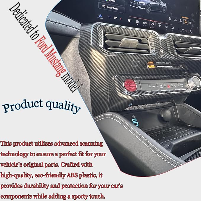 MUXEE A/C Vent Trim Panel Cover, for Ford Mustang 2024 2025 2026 - ABS Carbon Fiber Dashboard AC Air Vent Outlet Grain Sport Interior Trim Accessories（B-Shape）