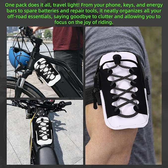 Motorcycle Frame Bag, Tear-Resistant Polyester Bike Phone Bag Magnetic Flip Design Dirtbike Pouch Accessories for Surron Talaria & E-Ride Pro Electric Ebike Vehicles (Silver)