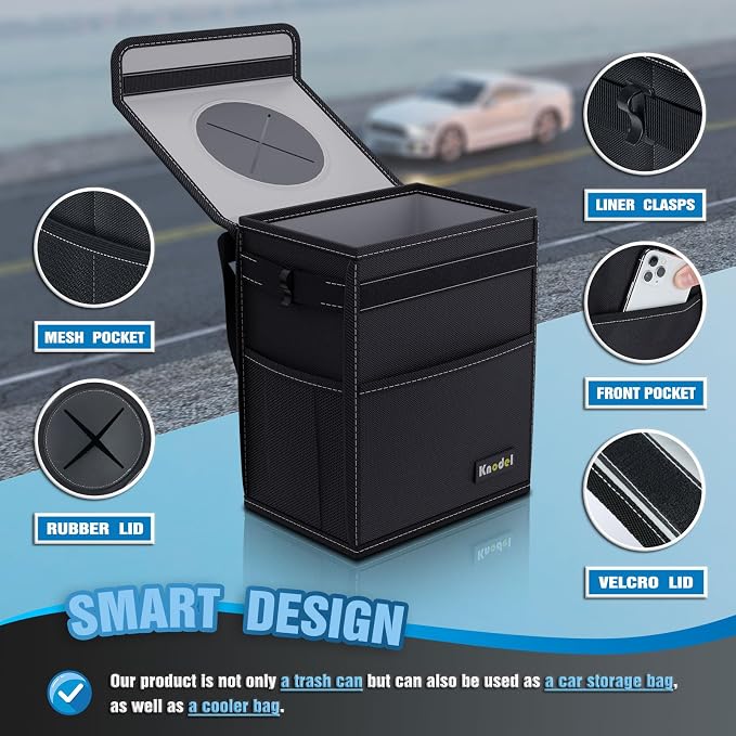 K KNODEL Large Car Trash Can with Heavy Duty Trunk Storage Organizer, Trunk Organizer, Car Organizer with Lid, Large