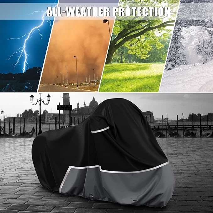 Waterproof Motorcycle Cover Replace for Harley Davidson Touring Limited with Trunk Models, 420D Oxford Cloth Road Glide Limited, Ultra Motorcycle Cover for Snow Rain Dust Protection