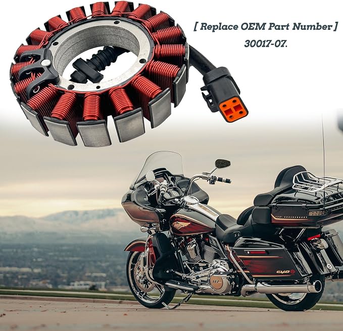 KARSEE 30017-07 Motorcycle Stator Coil Compatible with Harley Davidson Dyna, Softail, FLSTF, FLSTC, FXST Models 2007 30017-07T