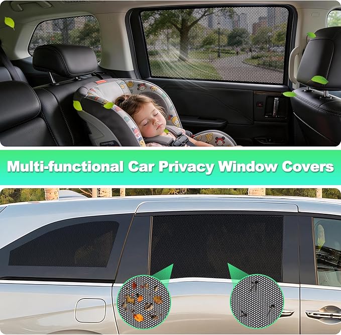 Car Window Shades for 2018-2024 Odyssey, 4PCS Rear Side & Quarter Window Sun Shades, Magnetic Breathable Mesh Privacy Covers, UV Protection & Heat Insulation for Baby, Travel & Camping
